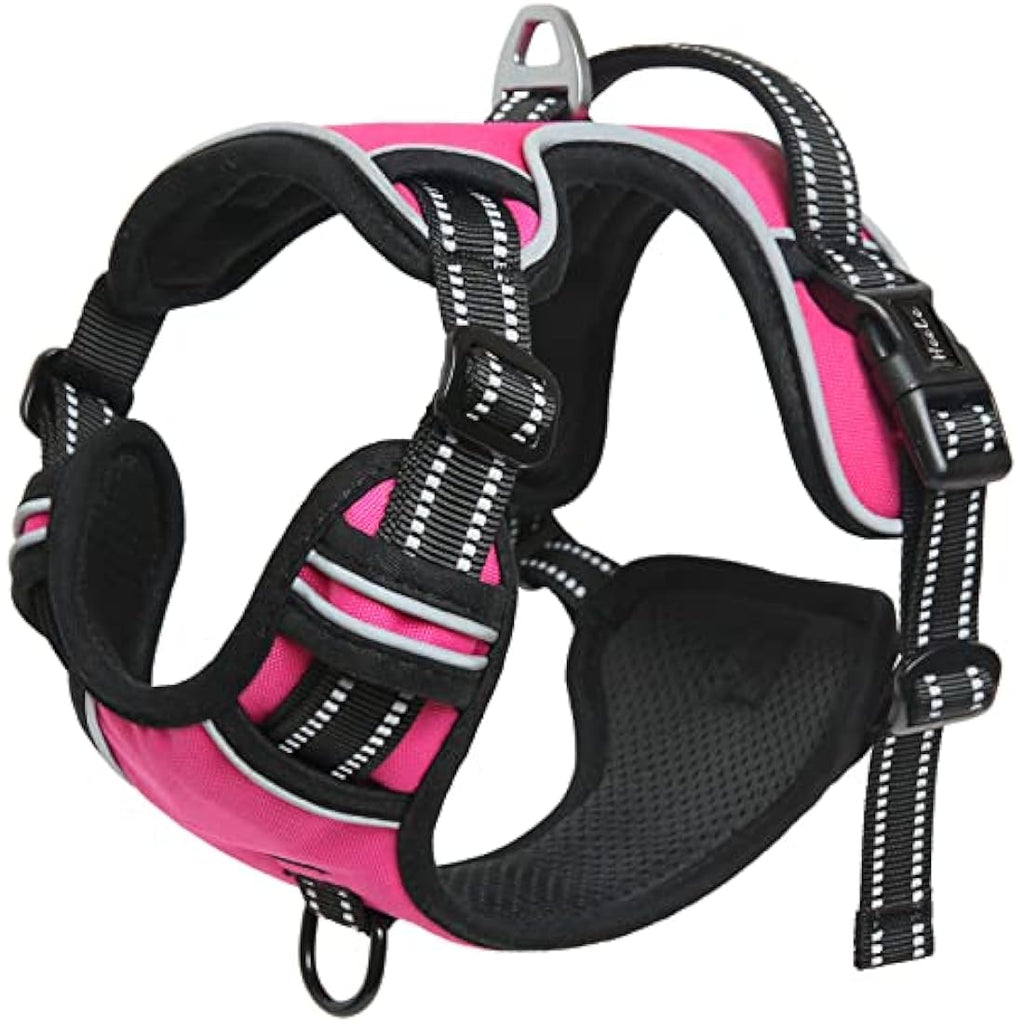 HEELE No Pull Dog Harness | Reflective Adjustable Nylon Vest – Rose, Small