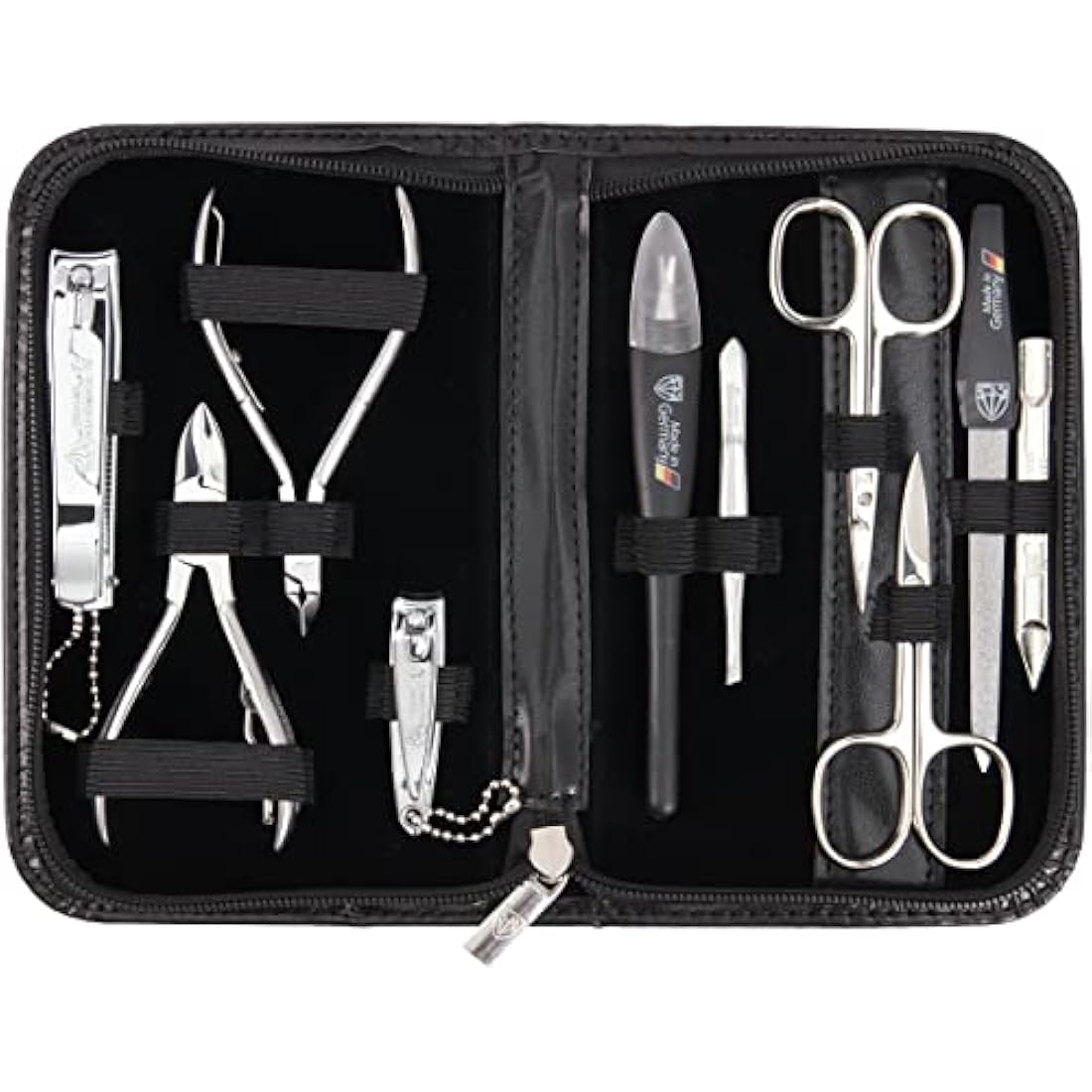 3 Swords Germany 10-Piece Manicure Pedicure Kit | Black Leather Case