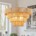 50cm Boho Rattan Pendant Light – 6-Light Brass Ceiling Shade