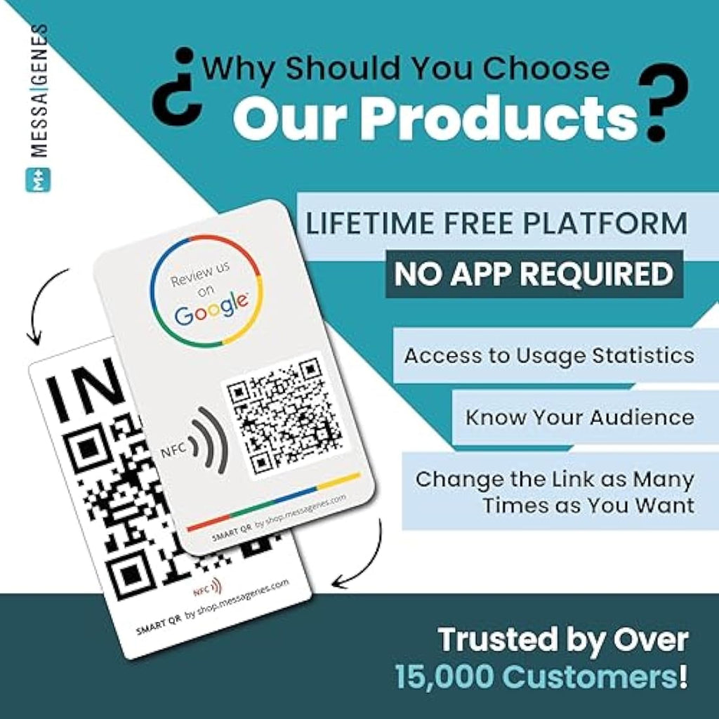MESSAGENES Google Review Tap Card - NFC & QR Code 2-Pack for Business