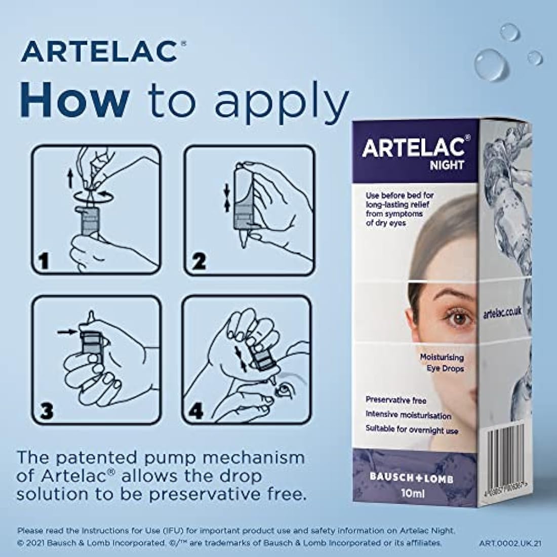Artelac Night Eye Drops | Preservative Free Dry Eye Relief, 10ml