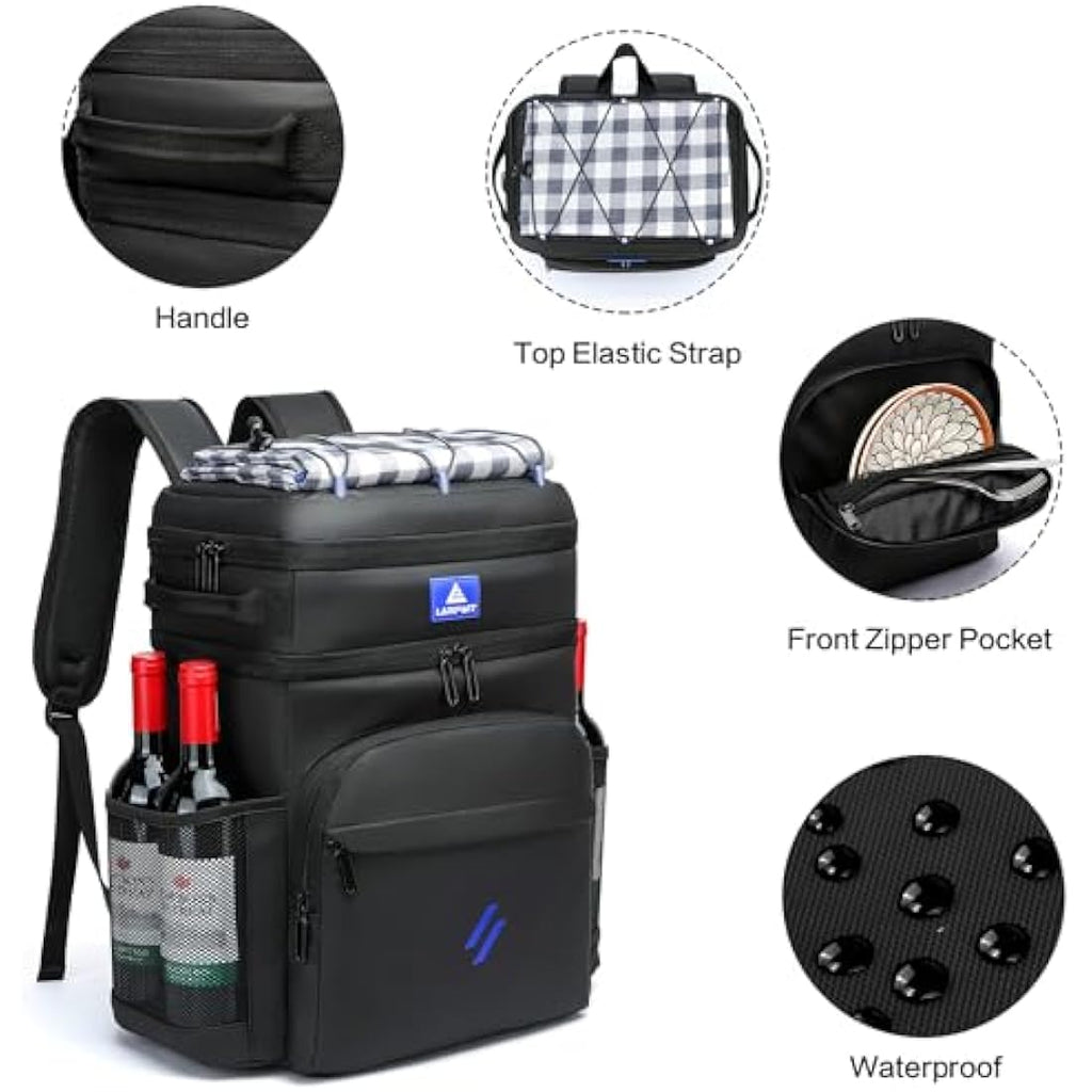 Laripwit 54-Can Insulated Cooler Backpack | Leak-Proof PU Leather Rucksack