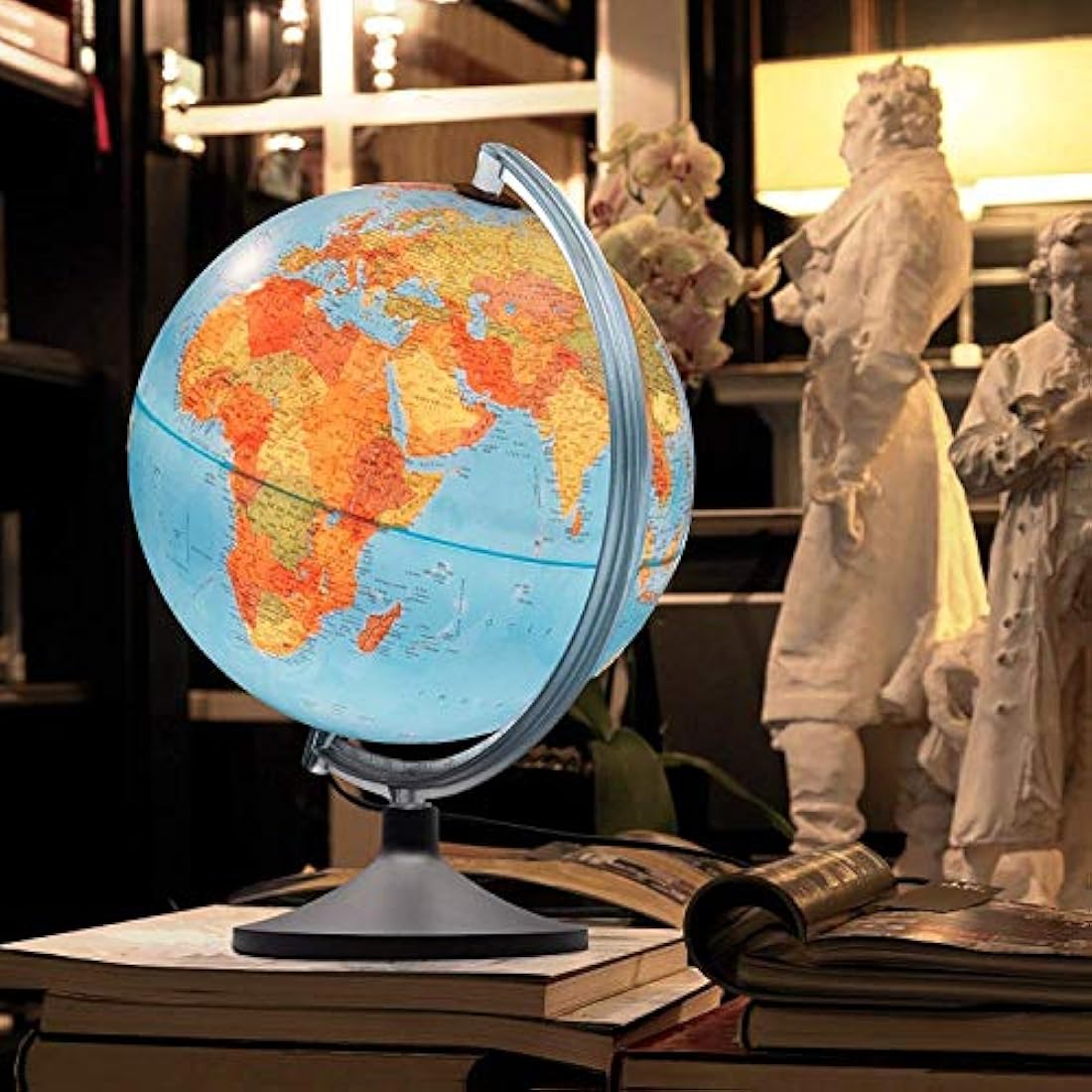 Nova Rico Relief Globe - 30 cm Illuminated Desk Globe with Magnifier