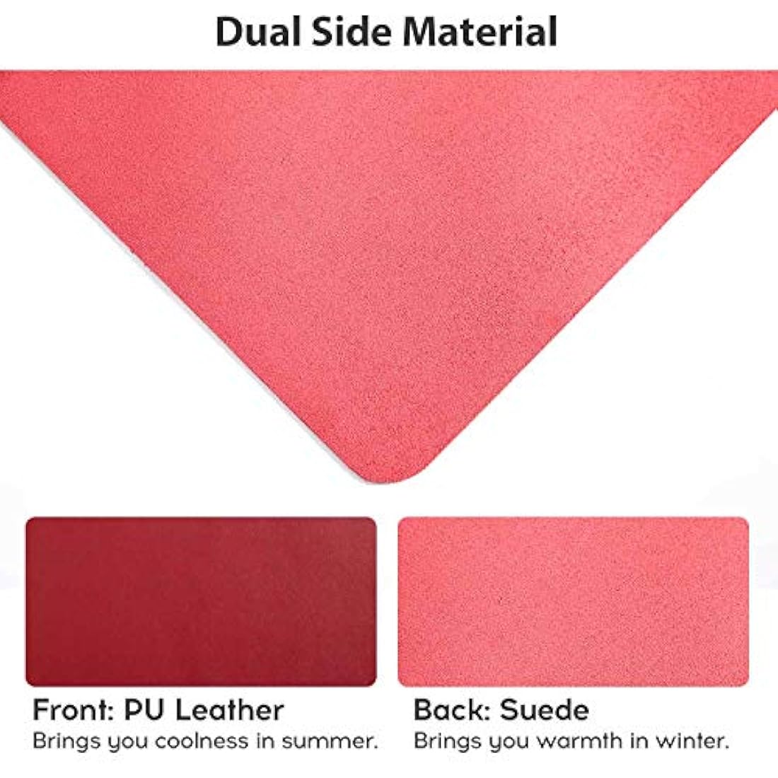 DOBAOJIA PU Leather Desk Pad - Waterproof Mouse Mat, Wine Red, 27.5x13.8"