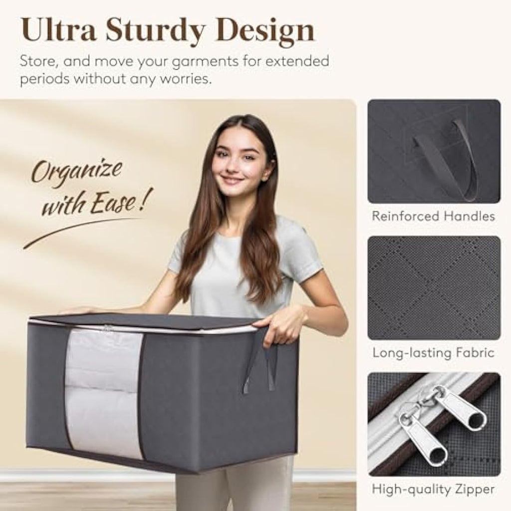 Lifewit 10-Pack Clothes Storage Bags | 60L Foldable Organisers, Grey