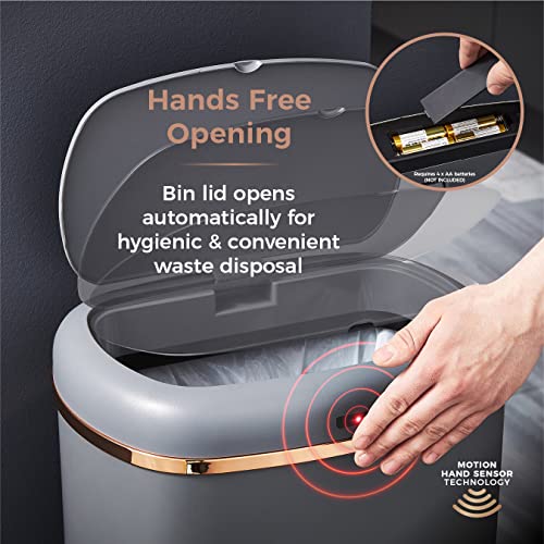 Tower Cavaletto 58L Square Sensor Bin – Grey and Rose Gold