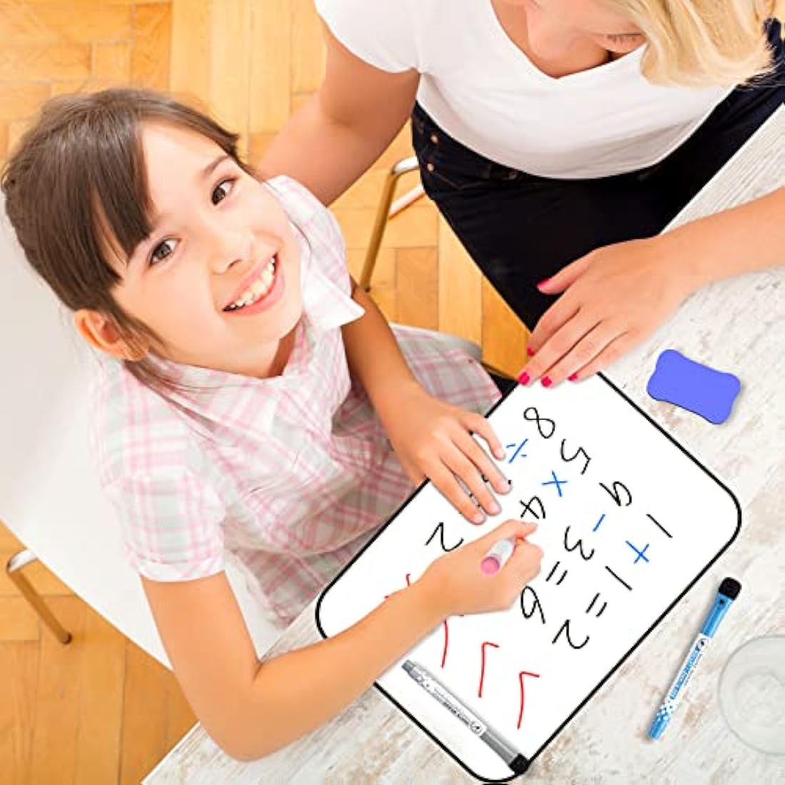 Nicpro Magnetic Dry Erase Whiteboard A3 | Double Sided Board with 8 Pens