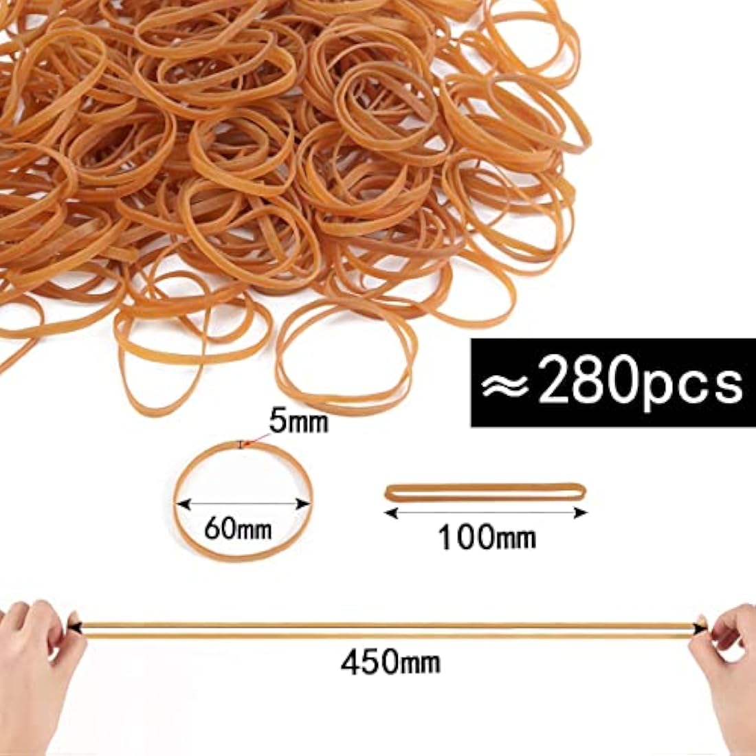 Jolof Store 280Pcs Natural Rubber Bands – Heavy Duty Elastic Bands