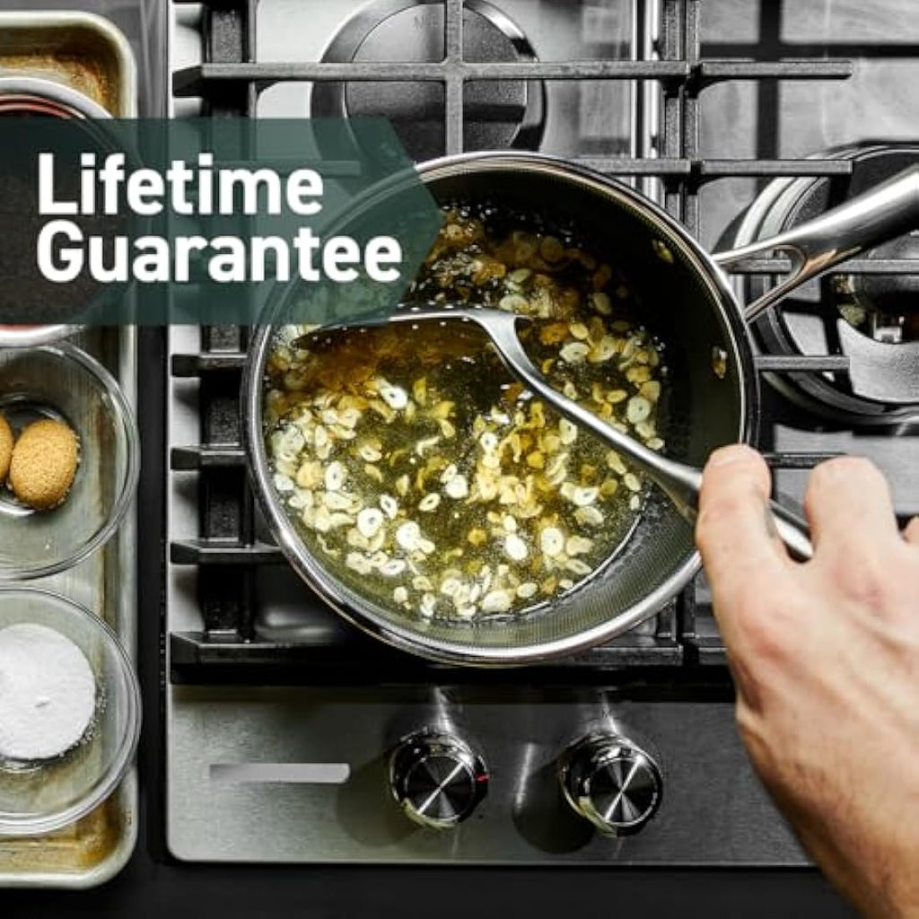 HexClad Hybrid Nonstick 2L Saucepan with Lid – Induction Ready Stainless