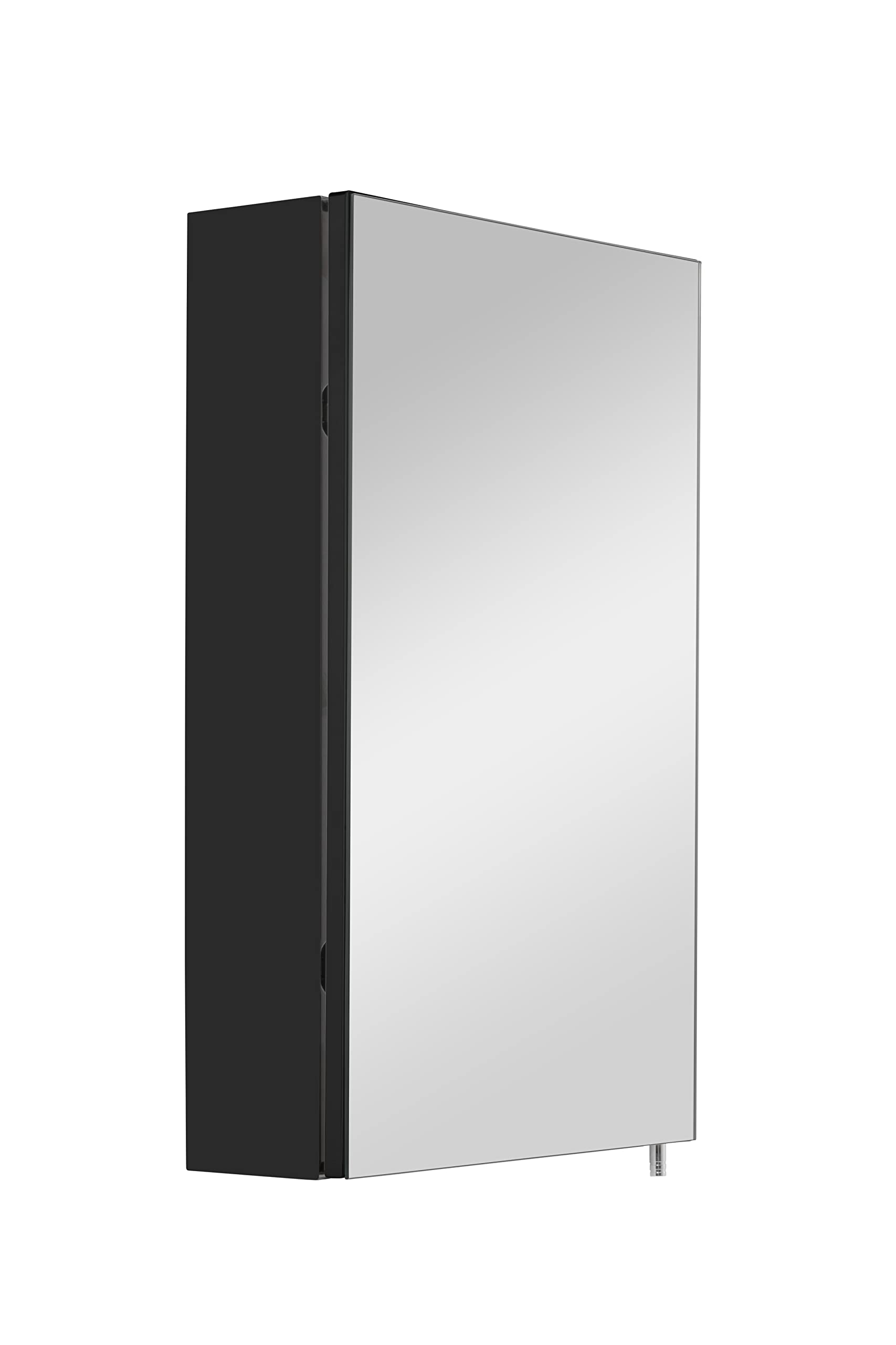 Croydex Dawley Single Door Bathroom Mirror Cabinet | Matt Black Steel