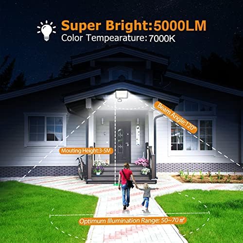 YIQIBRO 50W LED Security Lights | IP67 Waterproof Motion Sensor 2-Pack
