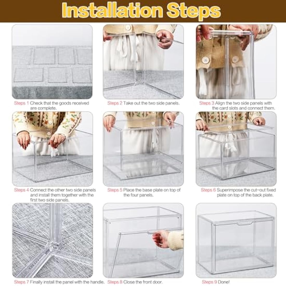 Clear Acrylic Purse Organizer – 4 Pack Stackable Display Case
