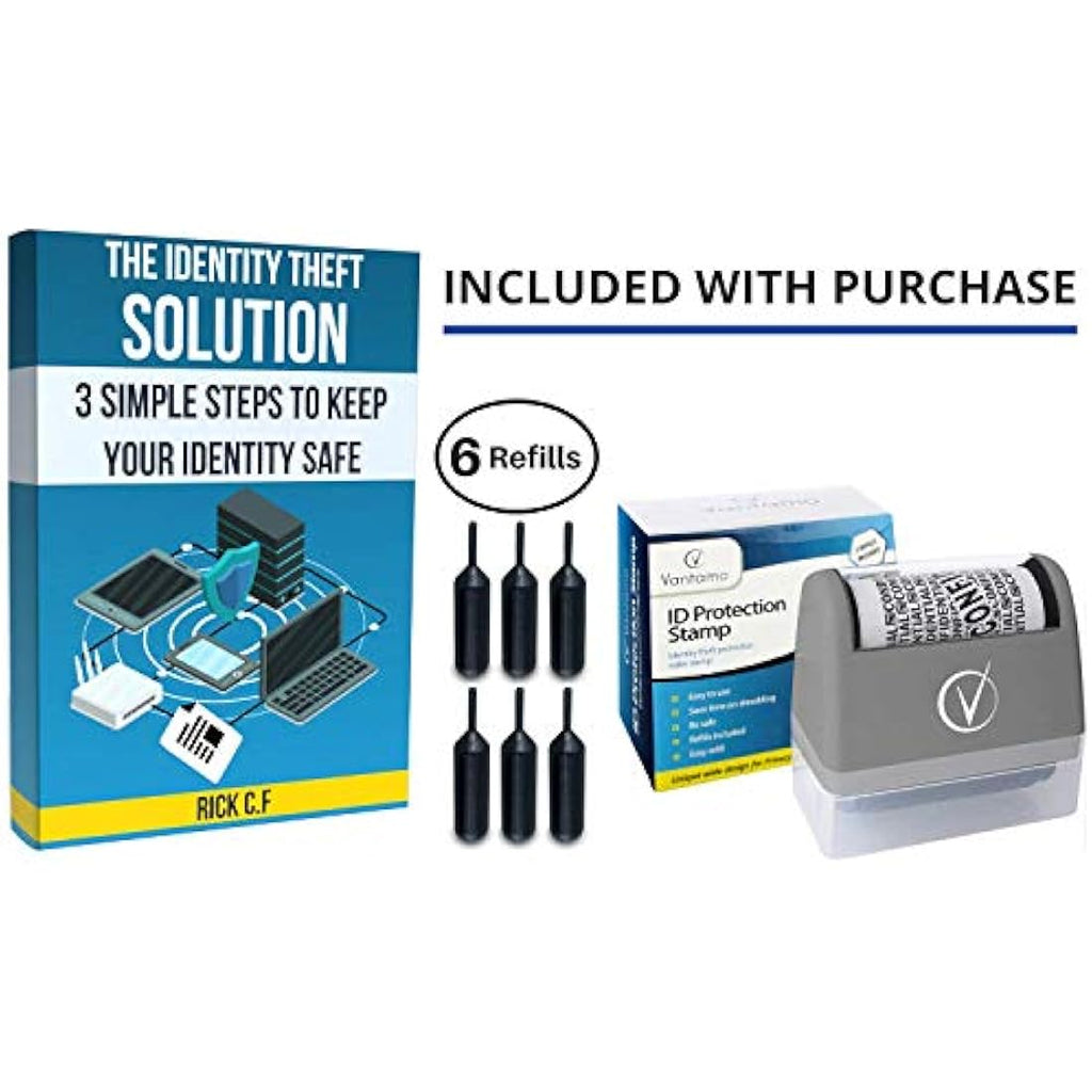 Vantamo Identity Theft Protection Roller Stamp with 6 Refills - Gray