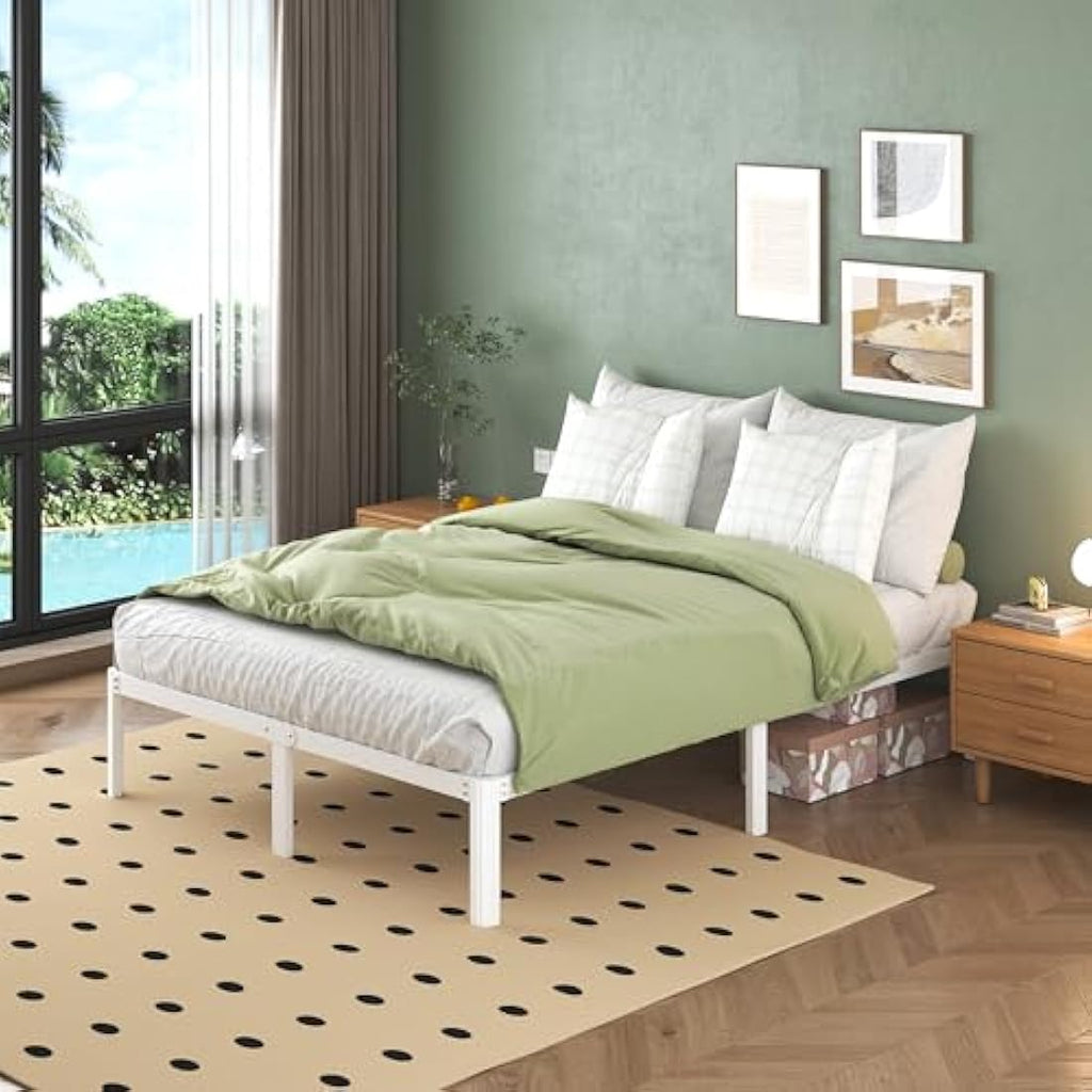 Small Double Metal Bed Frame – 4ft Heavy Duty White