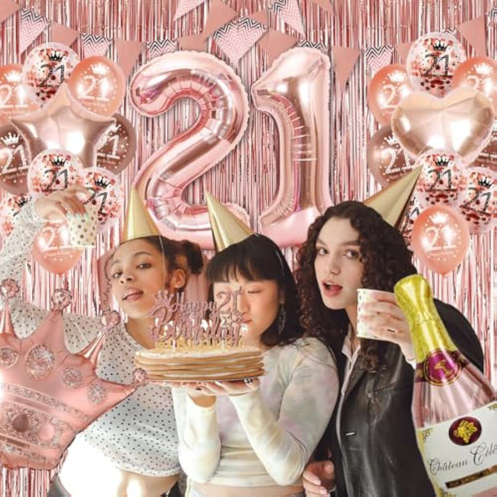 Jolof Store 21st Birthday Decorations for Her | Rose Gold Party Kit