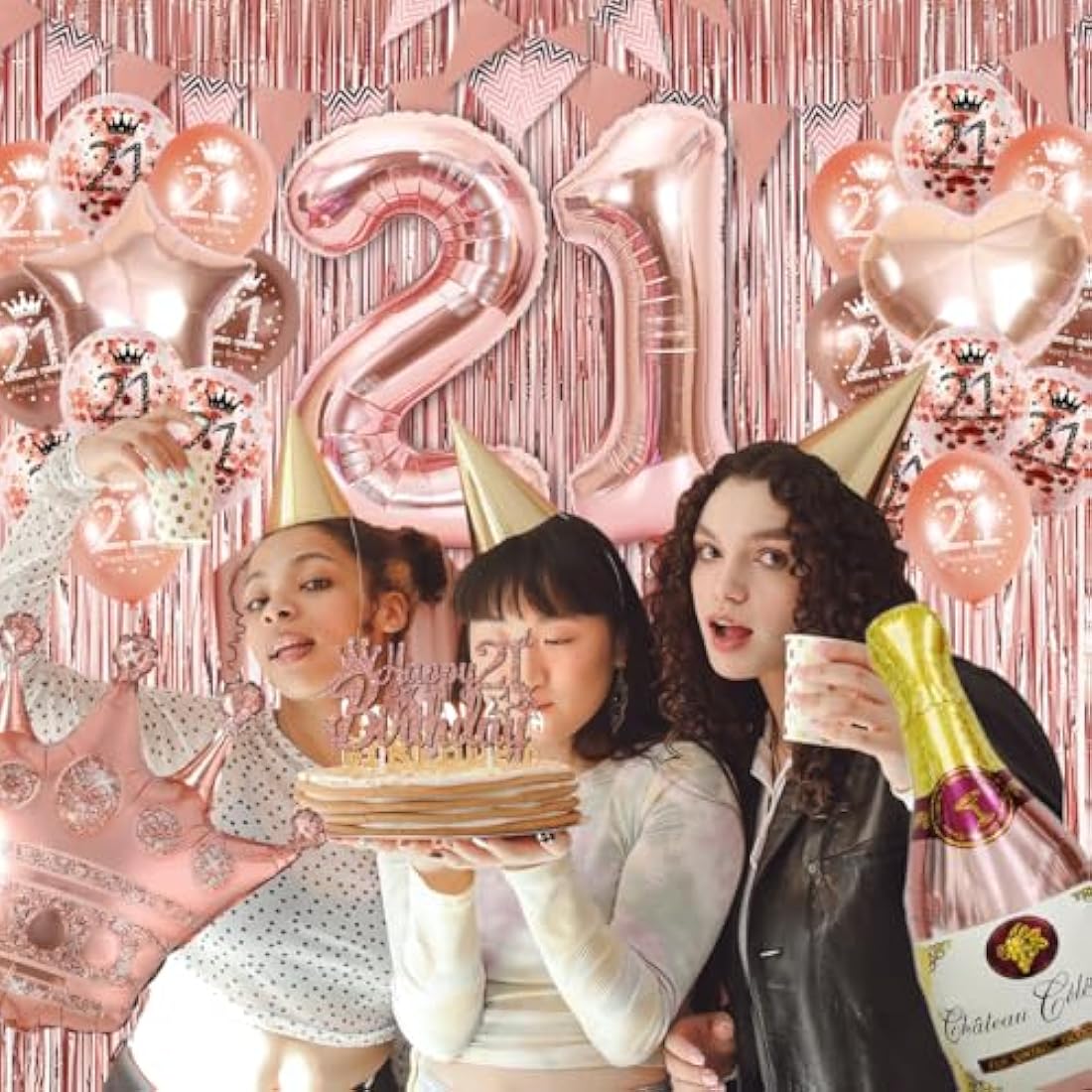 Jolof Store 21st Birthday Decorations for Her | Rose Gold Party Kit
