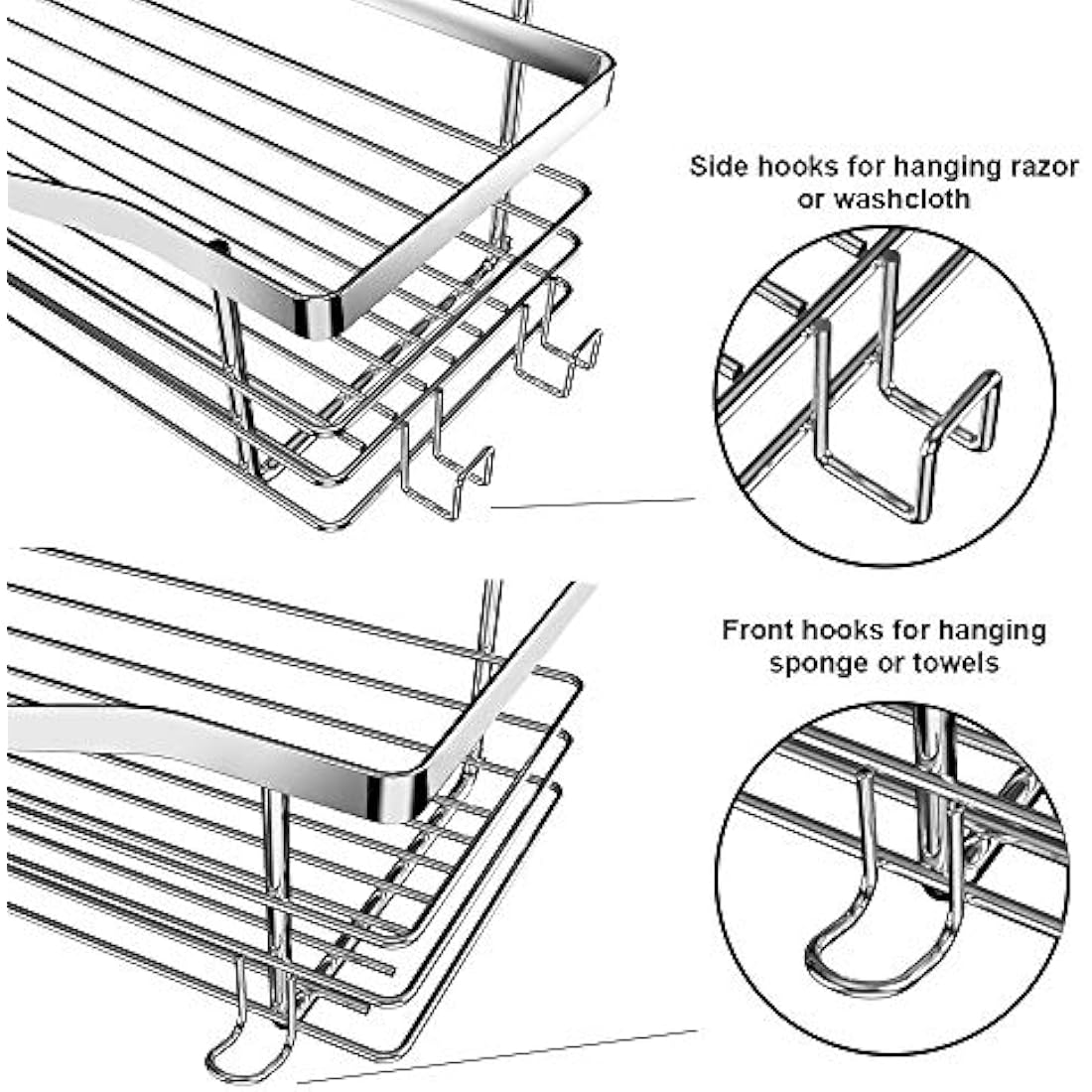 Orimade 3-Pack Shower Caddy – No-Drill Stainless Steel Bathroom Organizer