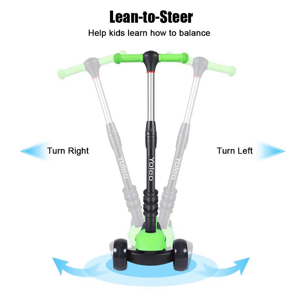 YOLEO 3-in-1 Kids Kick Scooter with Removable Seat and LED Wheels