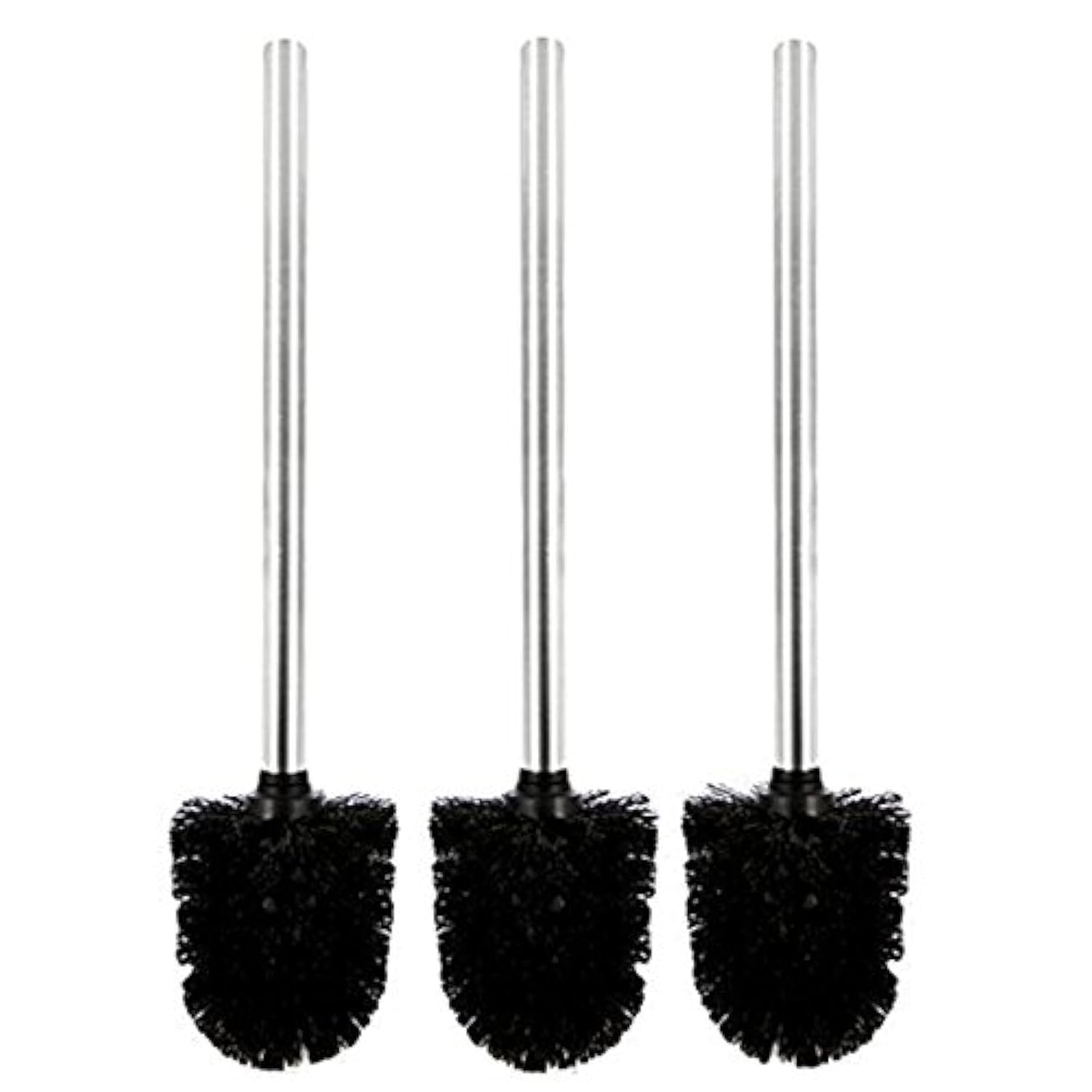 LUOEM 3-Piece Toilet Brush Set with Stainless Steel Handle – Black