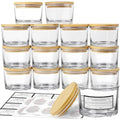 CONNOO 4oz Clear Glass Candle Jars with Bamboo Lids - 15 Pack Bulk