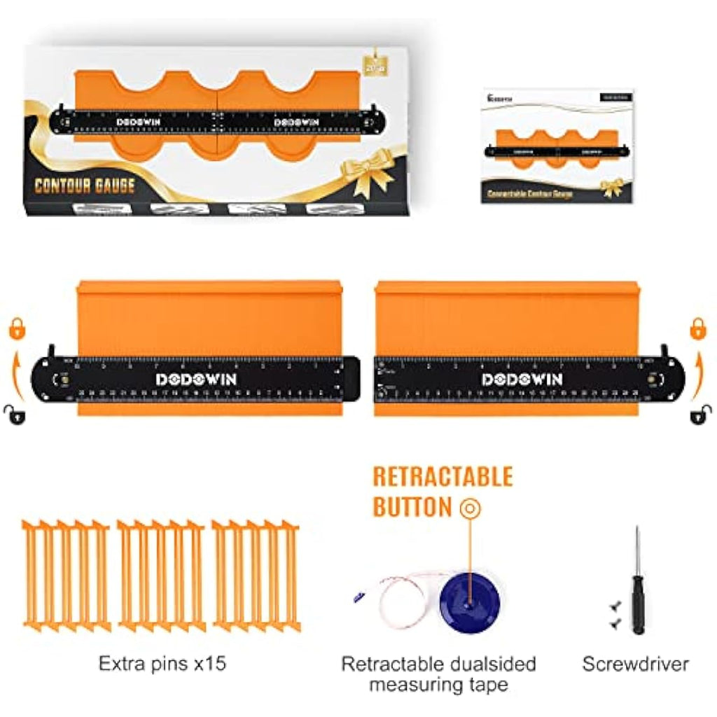 DODOWIN 20" Connectable Contour Gauge | ABS Profile Duplicator with Lock
