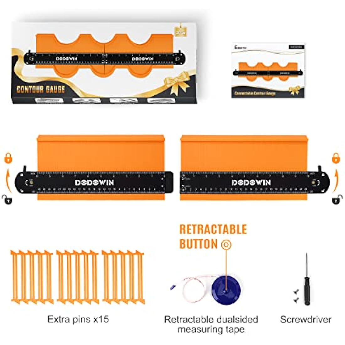 DODOWIN 20" Connectable Contour Gauge | ABS Profile Duplicator with Lock