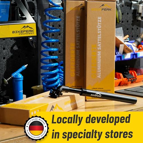 BikePeak Suspension Seatpost - 350mm Adjustable Shock Absorber with 4 Springs