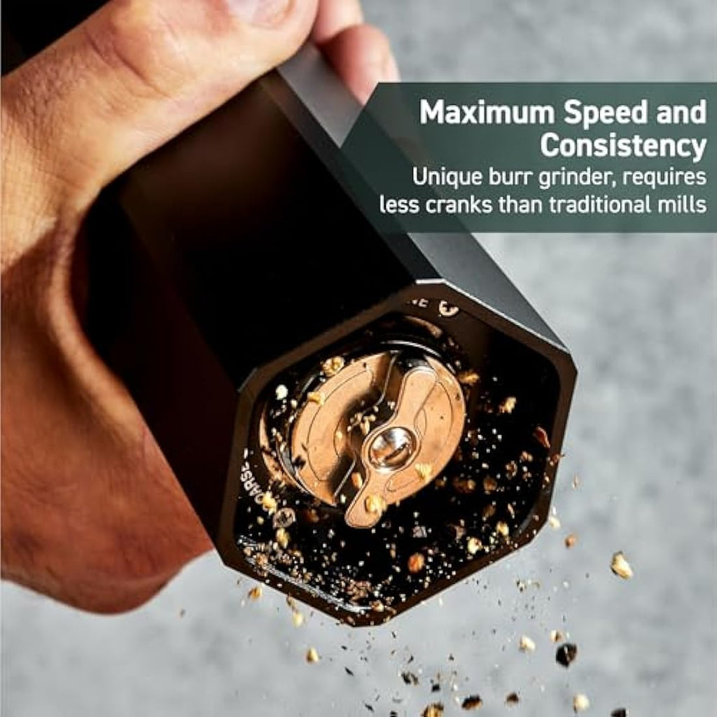 HexClad HexMill Pepper Grinder – Aluminum Matte Black Burr Mill