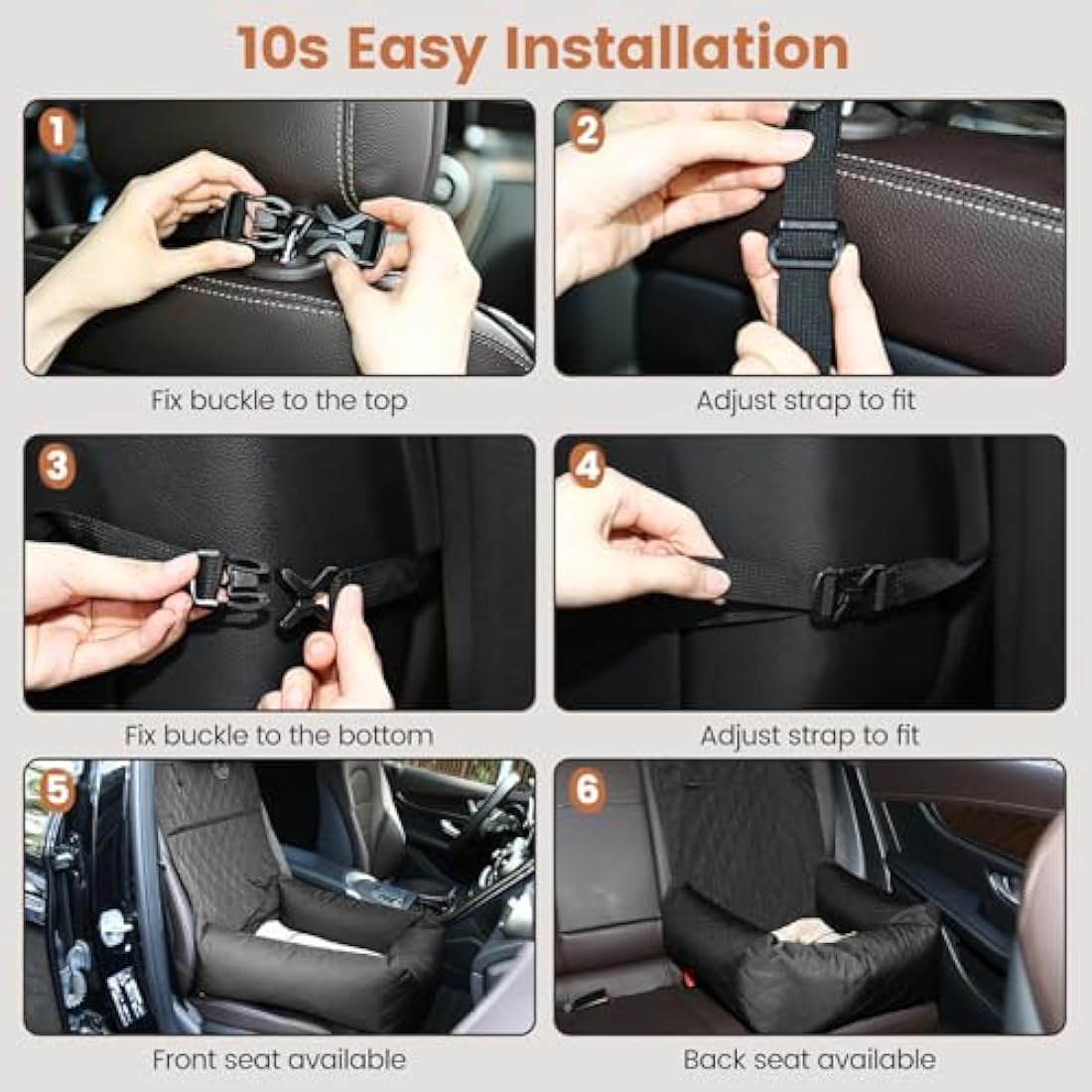 HAPPY HACHI Dog Car Booster Seat - Waterproof Washable Pet Travel Bed