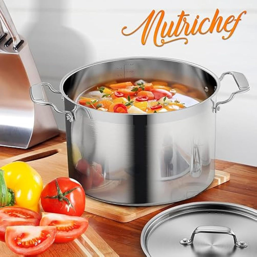 NutriChef 11L Stainless Steel Stockpot – Heavy Duty Induction Pot