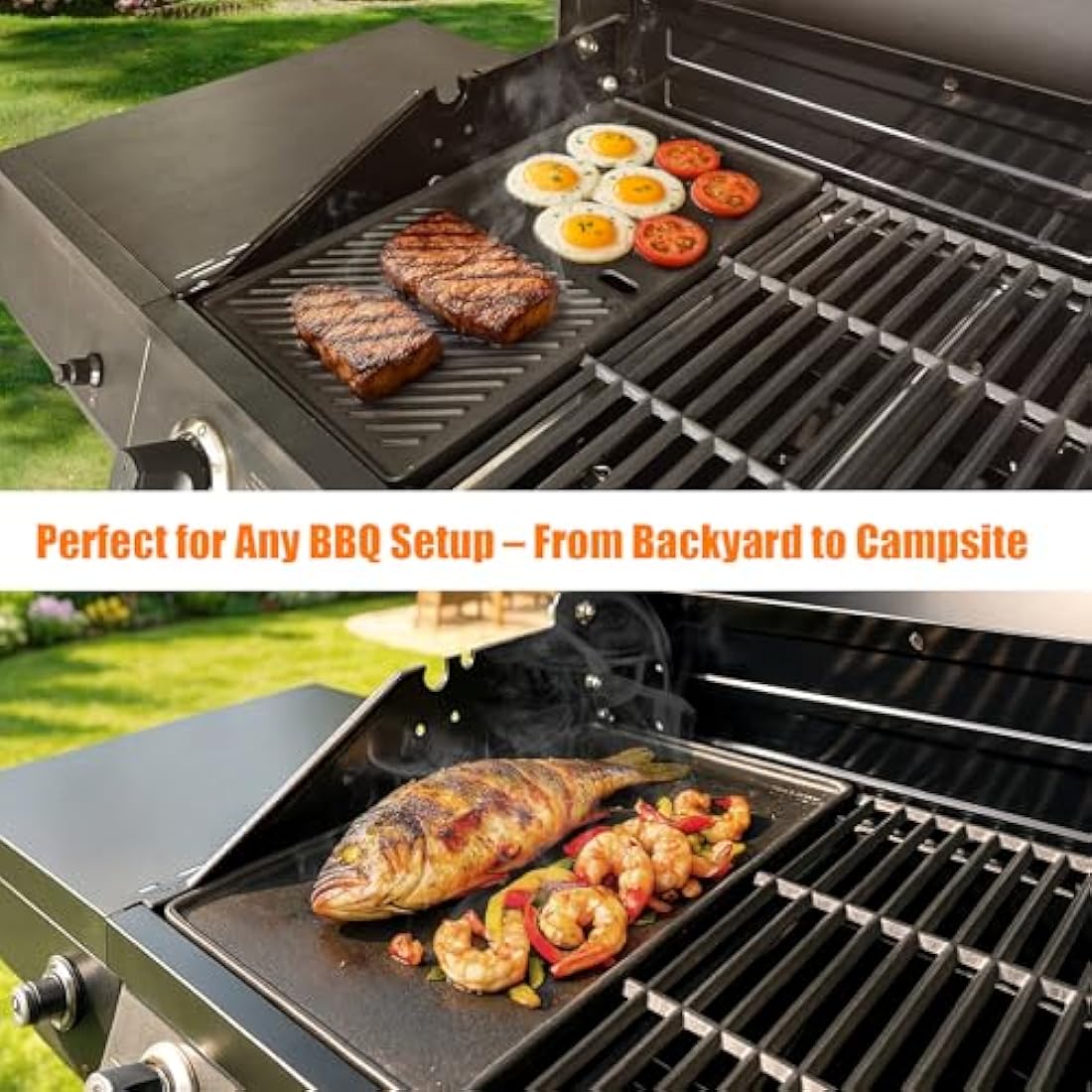 Denmay Cast Iron BBQ Griddle for Landmann Triton 2 Burners – 43.5x23.5cm