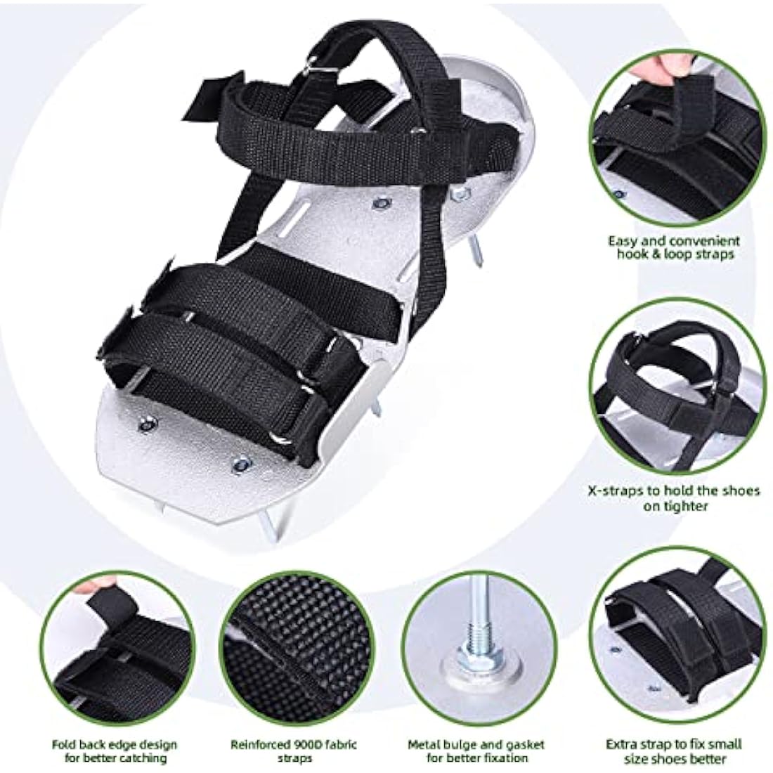 Ohuhu Lawn Aerator Shoes – Metal Spike Sandals with 900D Straps