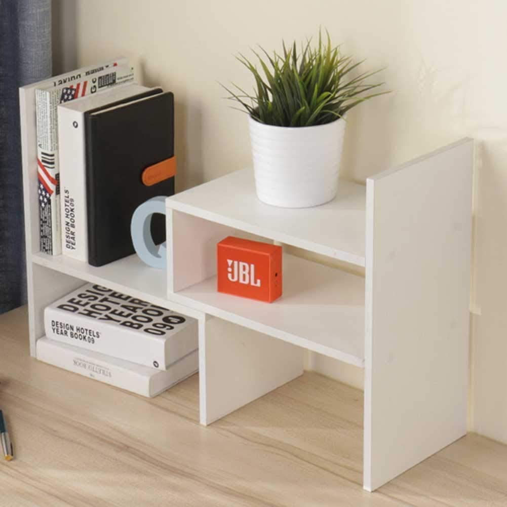 Wood Adjustable Small Desktop Bookshelf, Expandable Desktop Storage Organizer, Freestanding Bookcase, Desktop Display Shelf Rack - image 2