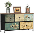 VEDECASA 7-Drawer Retro Fabric Dresser with Wooden Top
