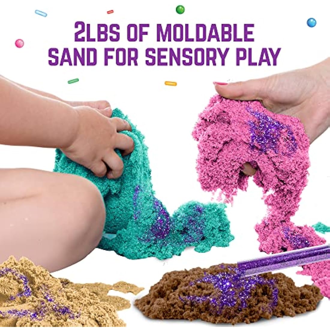 GirlZone Sweet Cakes Play Sand Kit | 2lbs Mouldable Sand & 17 Tools