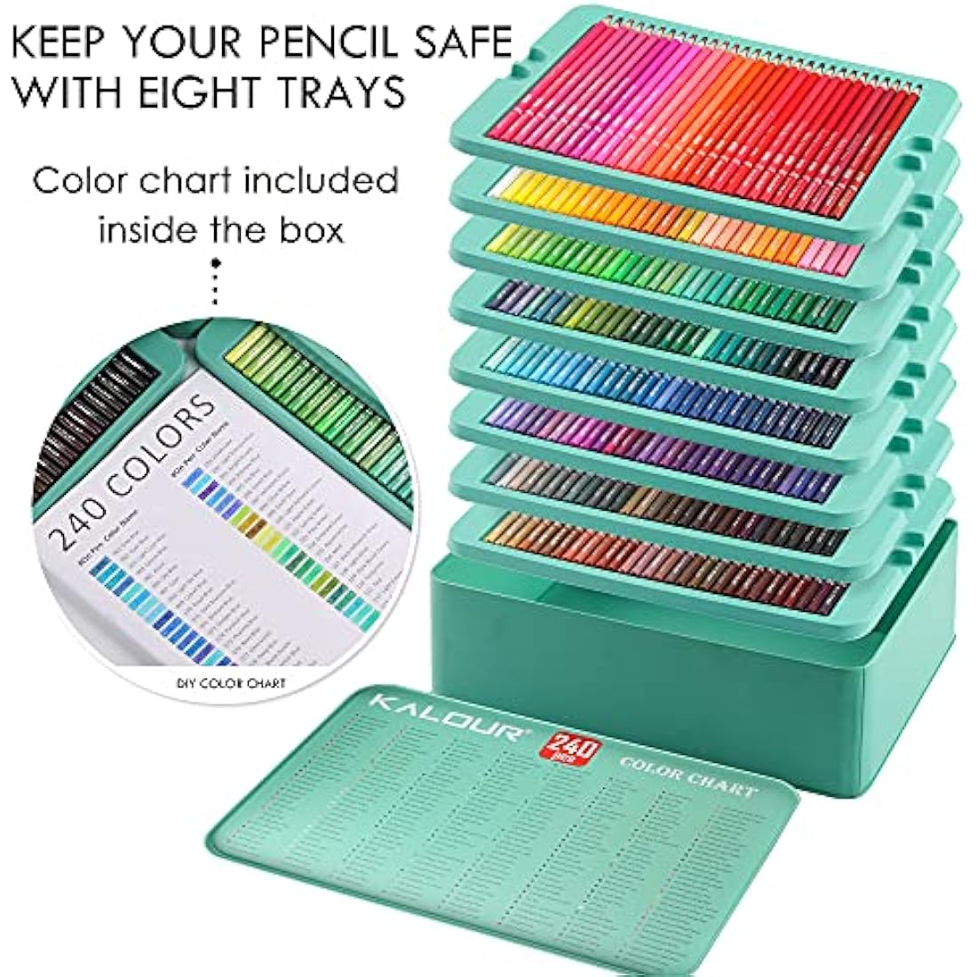 Kalour Professional Colored Pencils | 240 Vibrant Colors Soft Core Set