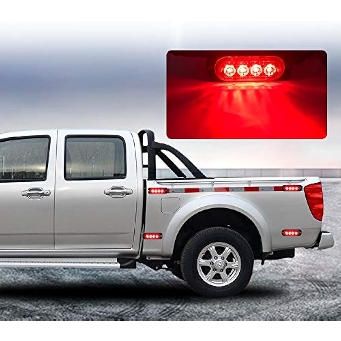 4pcs Ultra-Thin Red LED Emergency Strobe Warning Lights