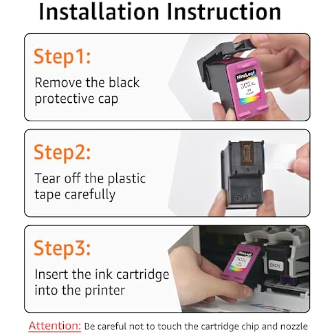 NineLeaf 302XL Remanufactured Ink Cartridges for HP Envy & Deskjet - 2 Pack