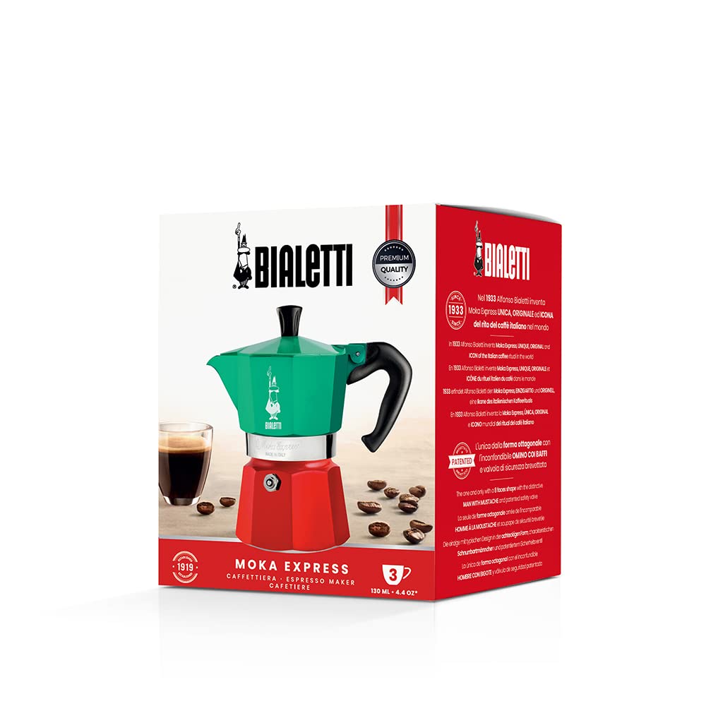 Bialetti Moka Express Italia 3-Cup Stovetop Espresso Maker - Aluminum