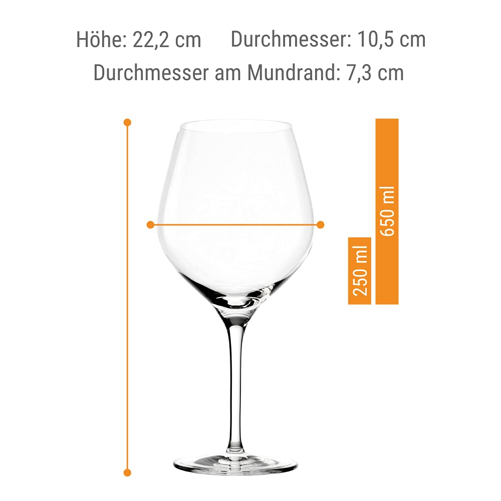 Stölzle Lausitz Exquisit Burgundy Red Wine Glasses - 650ml Crystal Set of 6