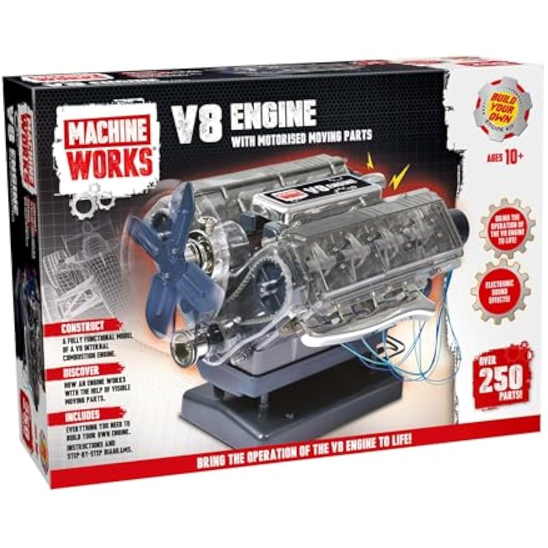 Machine Works V8 Engine Model Building Kit – 250+ Piece STEM Toy