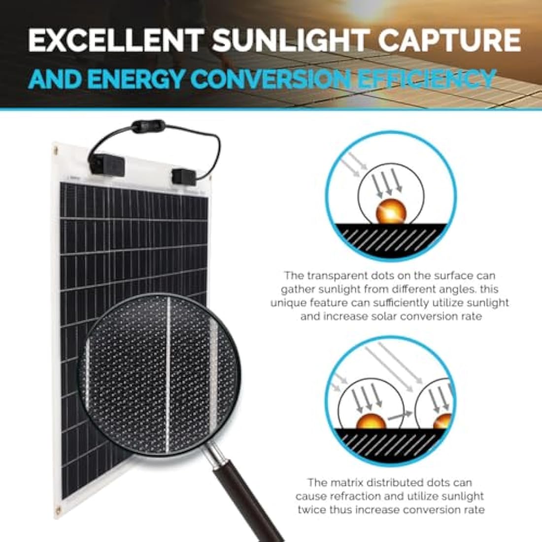Renogy 50W 12V Flexible Monocrystalline Solar Panel for RV & Marine