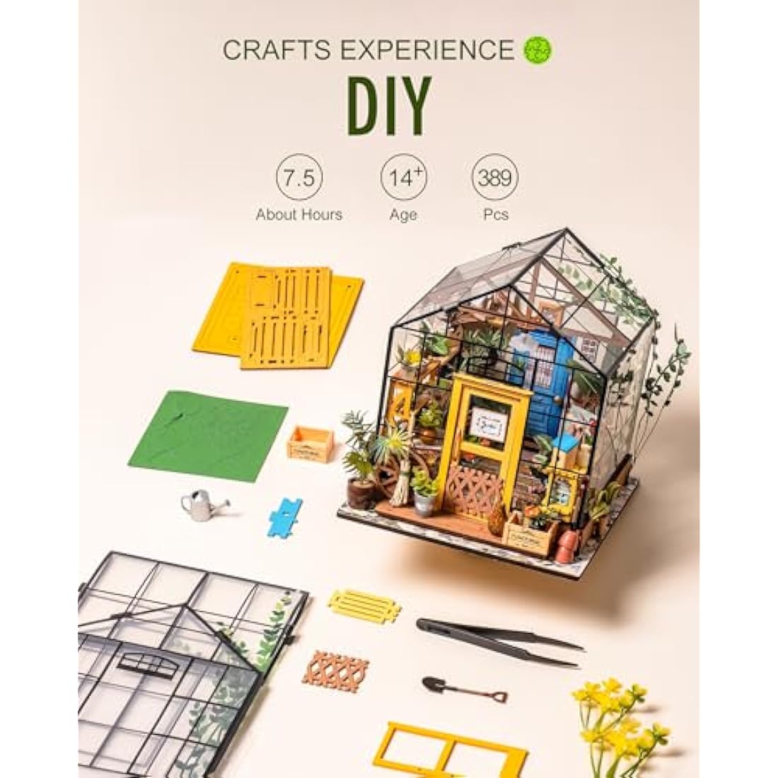 Rolife DIY Miniature Greenhouse Kit – Cathy's Flower House with LED
