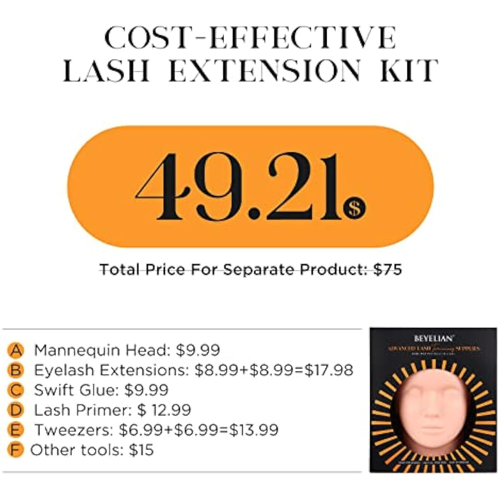 BEYELIAN Eyelash Extension Kit | Professional Lash Training Mannequin Set