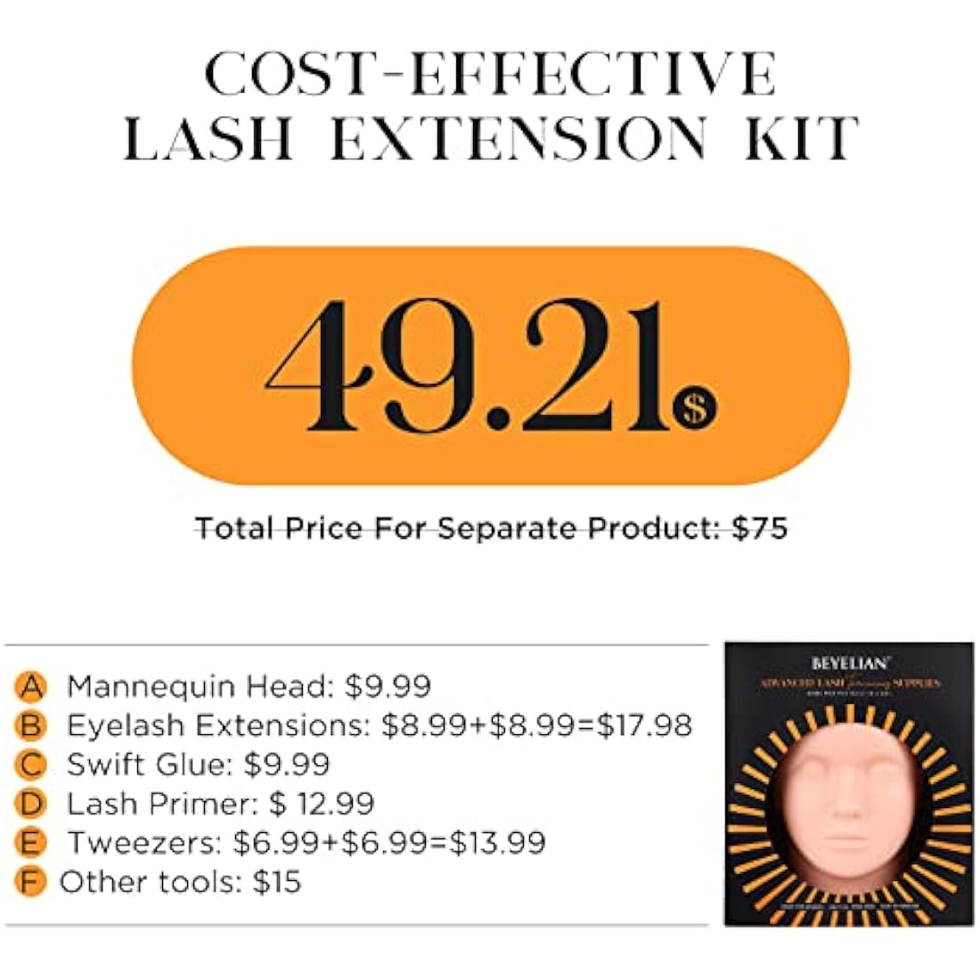 BEYELIAN Eyelash Extension Kit | Professional Lash Training Mannequin Set
