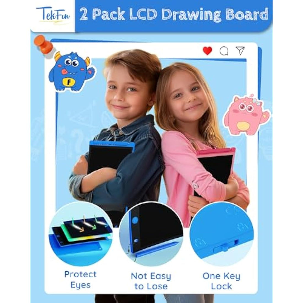 TEKFUN 8.5" LCD Writing Tablet 2-Pack | Colorful Drawing Board for Kids