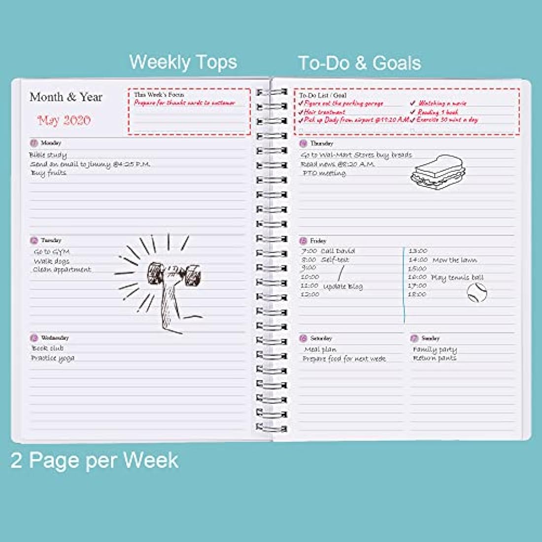 Undated A5 Planner – Weekly & Monthly Goal Tracker Journal