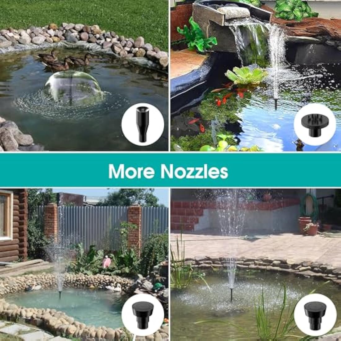 Biling 30W Solar Pond Filter Kit - 1200 L/H Pump with 4 Nozzles