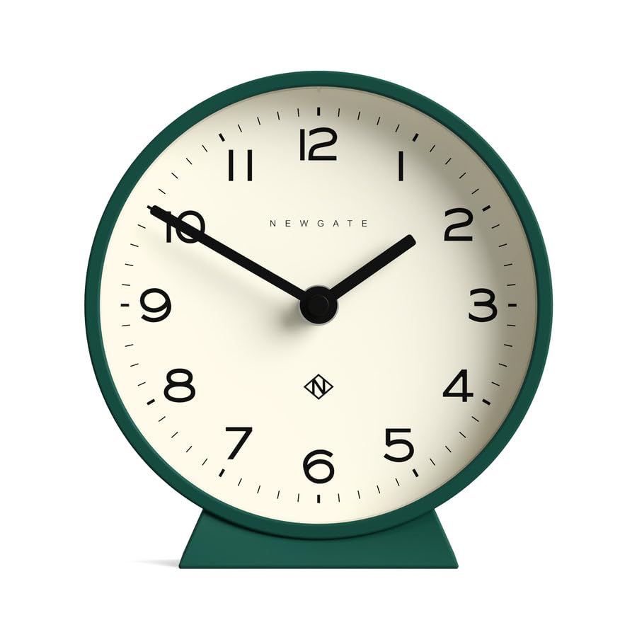Newgate M Mantel Silent Sweep Clock | Minimalist Desk Clock - Eden Green