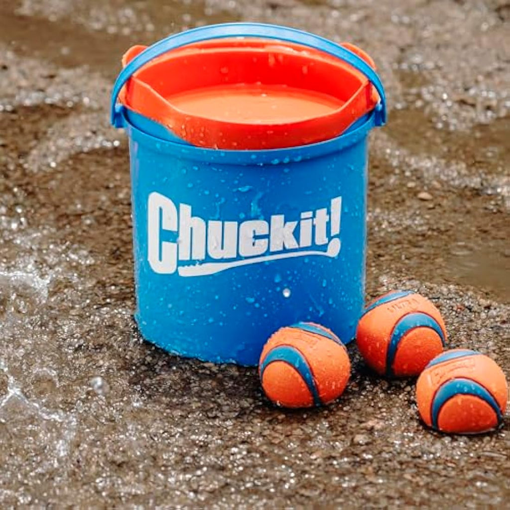 ChuckIt! Ultra Ball Durable Rubber Dog Toy - 8 Pack Medium with Bucket